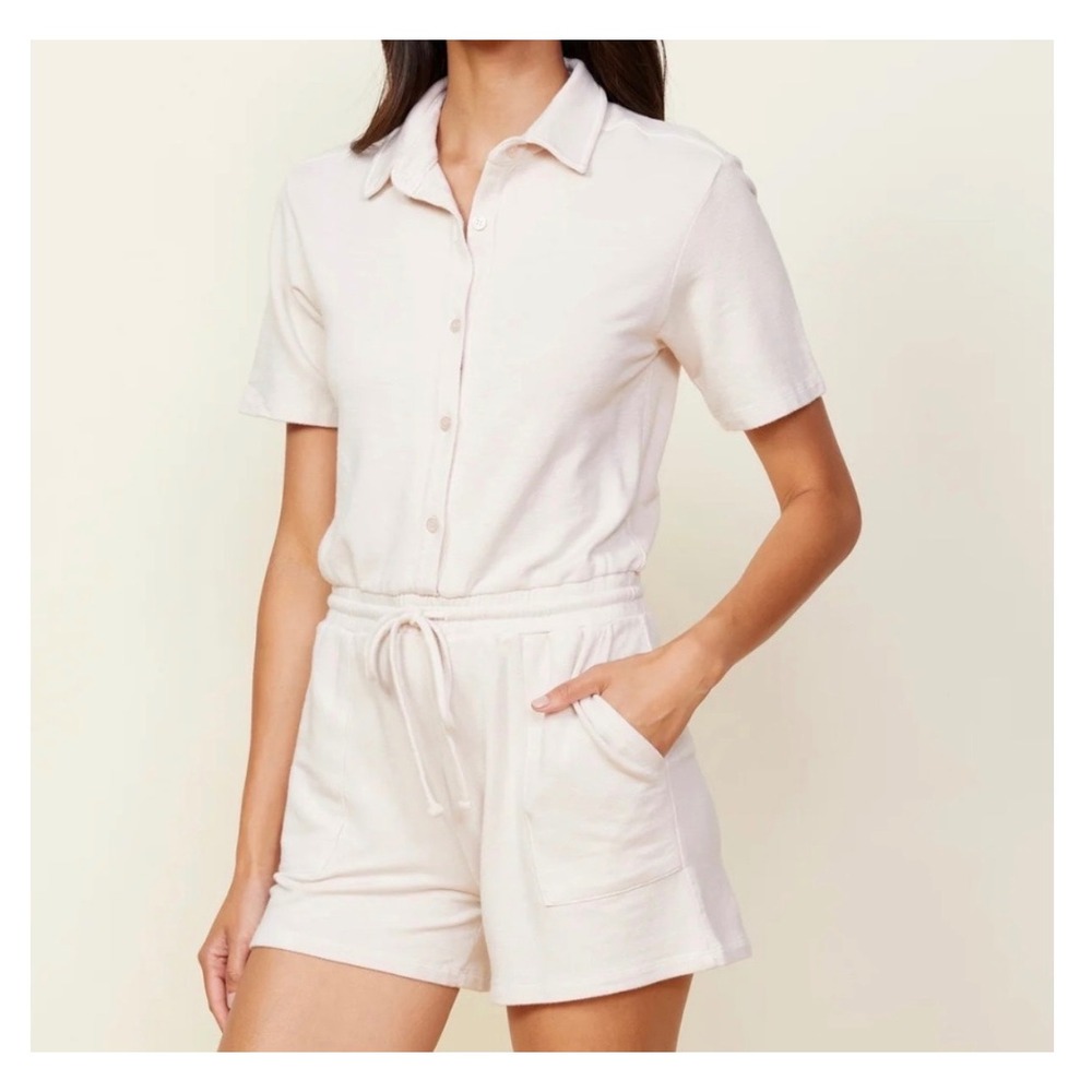 Monrow Supersoft Romper Pale Pink‎ comfy cozy vacation